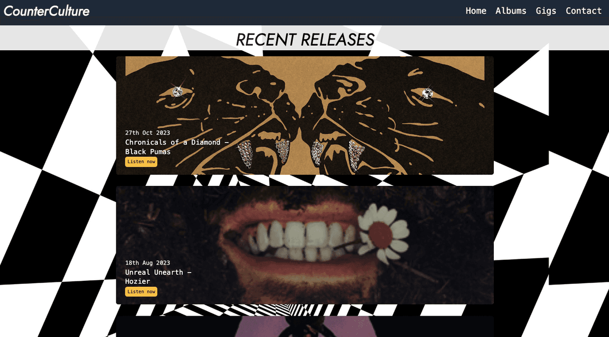 CounterCulture - Music Blog - HTML, Tailwind